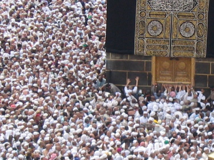 Hajj Pilgrims circumambulate the Ka'bah and seek to physically touch it.